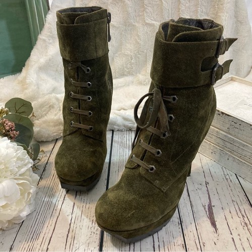 Sam Edelman Vancouver olive lace up heeled combat boots size 9 USA women - Picture 8 of 12