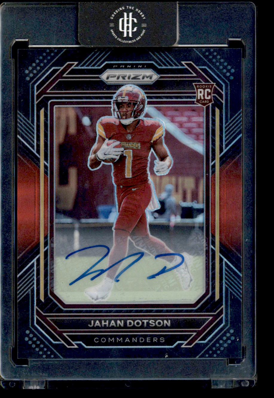 2022 Panini Chronicles Prizm Black PB-15 Jahan Dotson Red Auto 99/99 Rookie RC