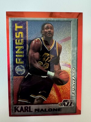 1995-96 Karl Malone Topps Finest Mystery Insert Card # M12 Orange Border