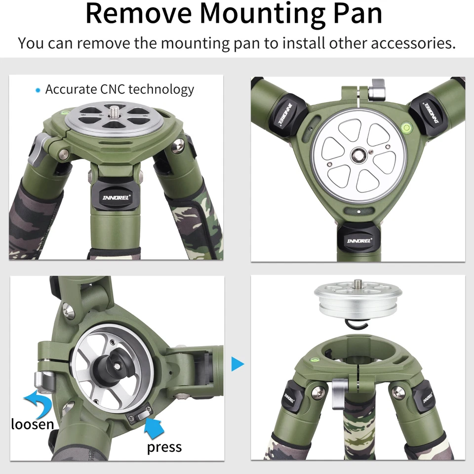 INNOREL Carbon Fiber Tripod 40mm Tube Pro Heavy Duty Camera Bowl Tripods RT90CG - Image 4 of 4