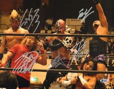 Tetsuya Naito Bushi Evil Sanada Hiromu Takahashi Signed 11x14 Photo BAS COA 3786