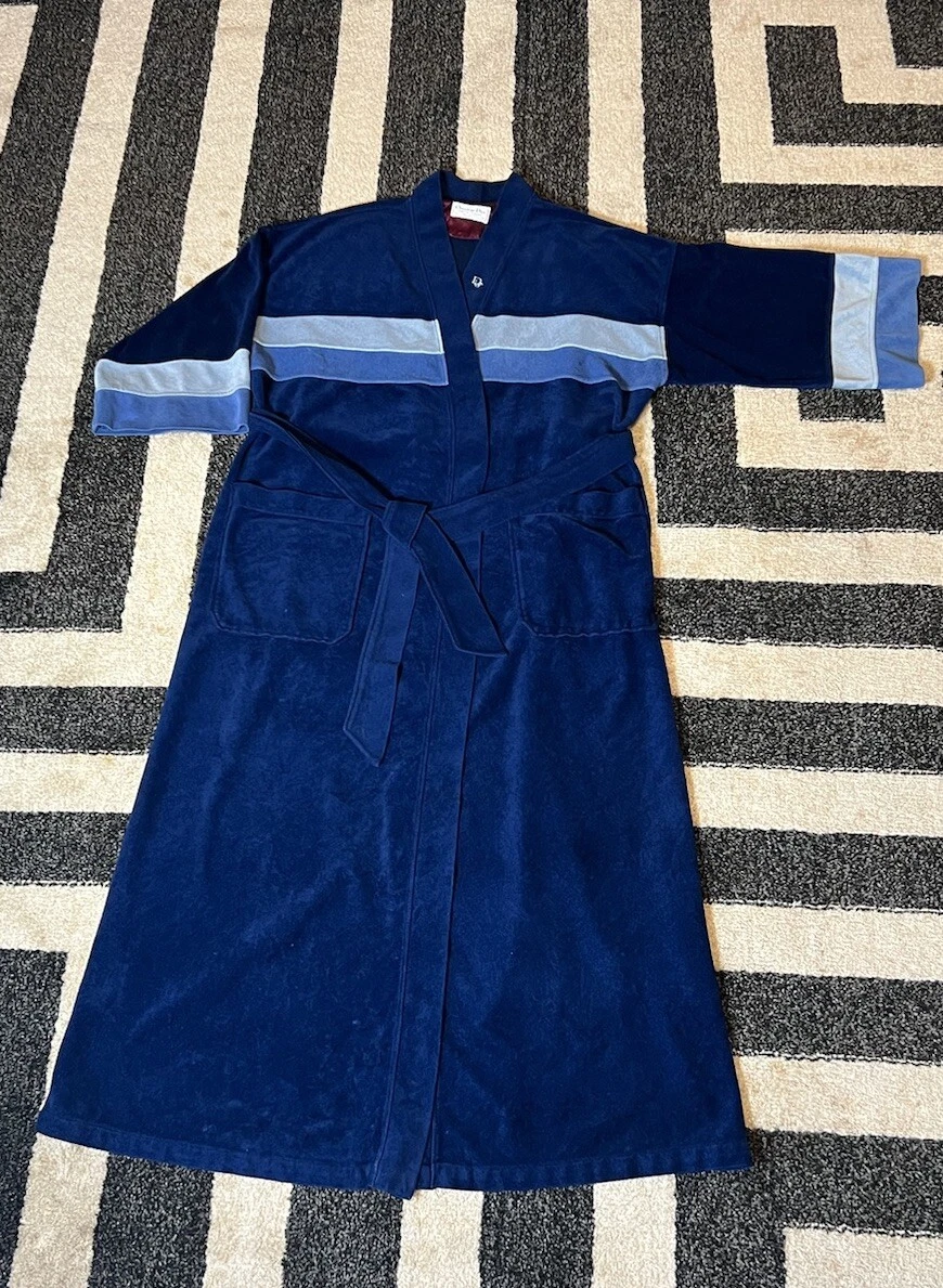 Christian Dior Robe De Chambre VINTAGE Peluche 1 Taille L Bleu Mob Halloween Pimp