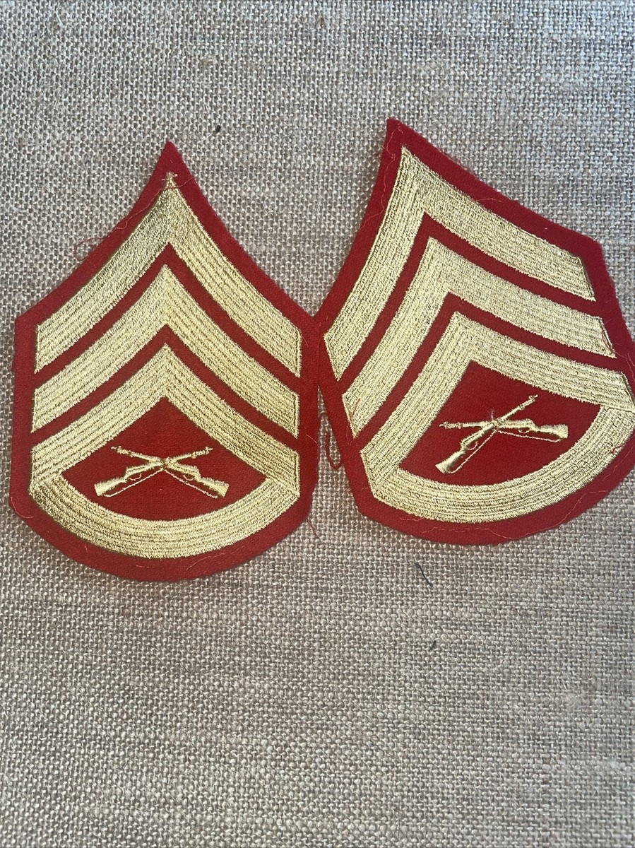 US MARINE CORPS CHEVRONS RED GOLD STAFF SERGEANT FEMALE DRESS BLUE UNIFORM  | eBay