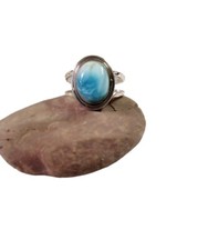 Natural Larimar  925 Sterling Silver Statement Ring, Antique Handmade Ring