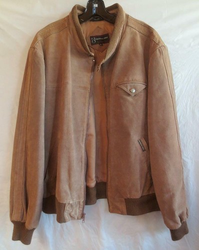 Mens Brown Suede Leather Jacket Size 