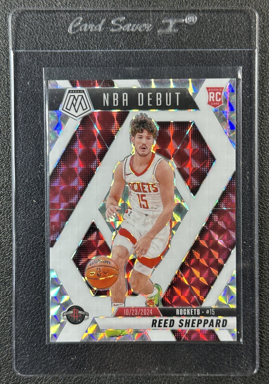 REED SHEPPARD 2024-25 PANINI MOSAIC #252 CHOICE WHITE RC NBA DEBUT 19/35