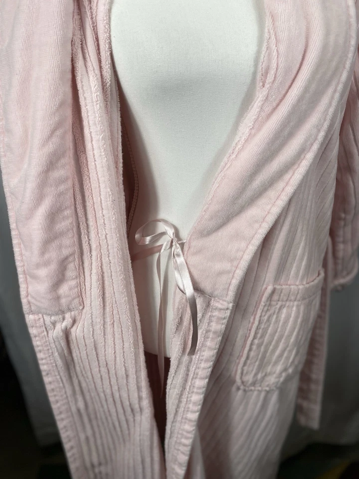 Халат Laura Ashley Spa один размер розовый уютный тяжелый CabinCore вес хлопок - Изображение 4 из 4