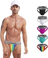 F plus R 2 Inch Waistband Men's Athletic Supporter Jockstrap Small, Rainbow