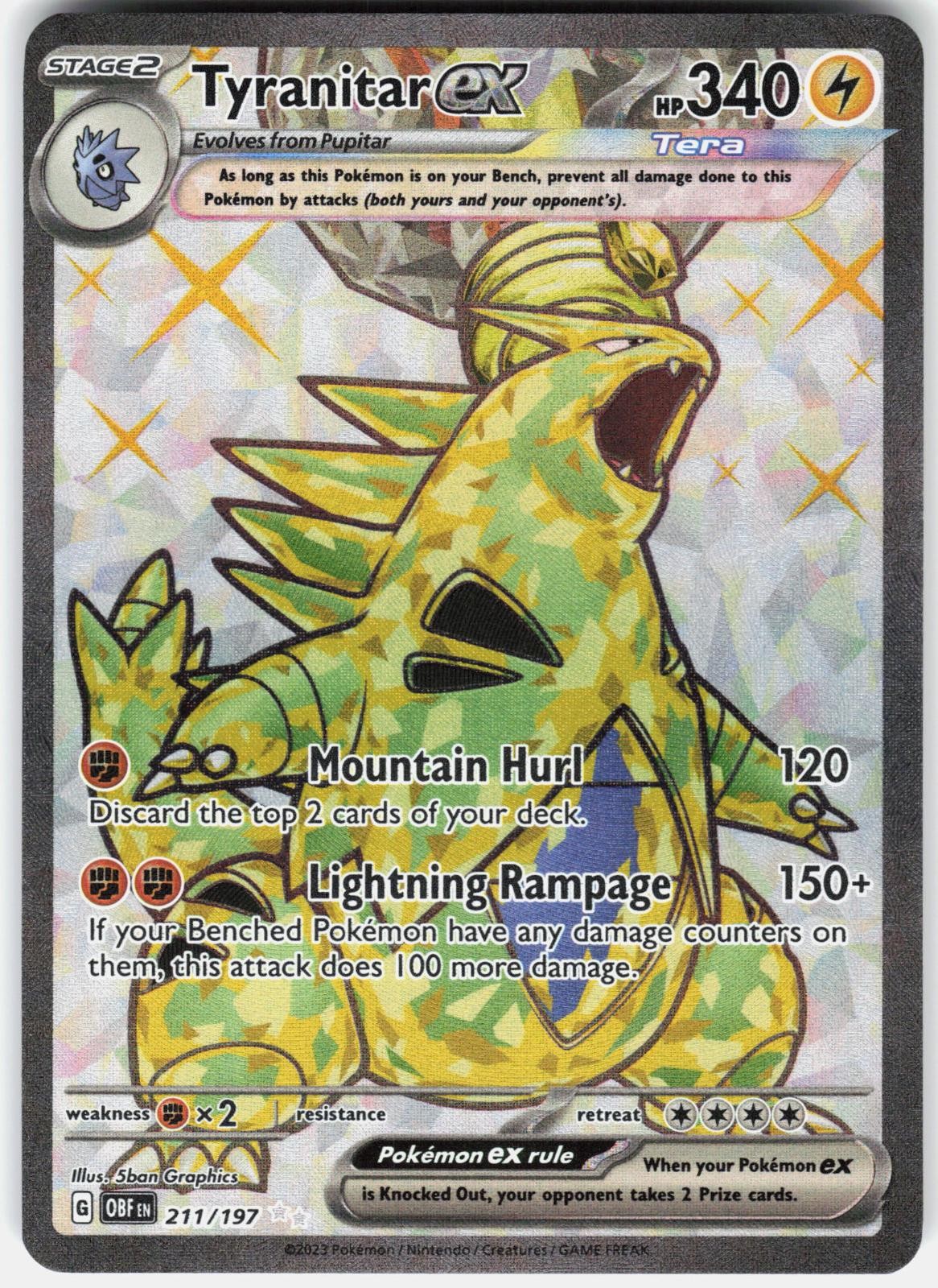 Pokemon Tyranitar ex 211/197 Ultra Rare Obsidian Flames Pokemon Holo Near Mint