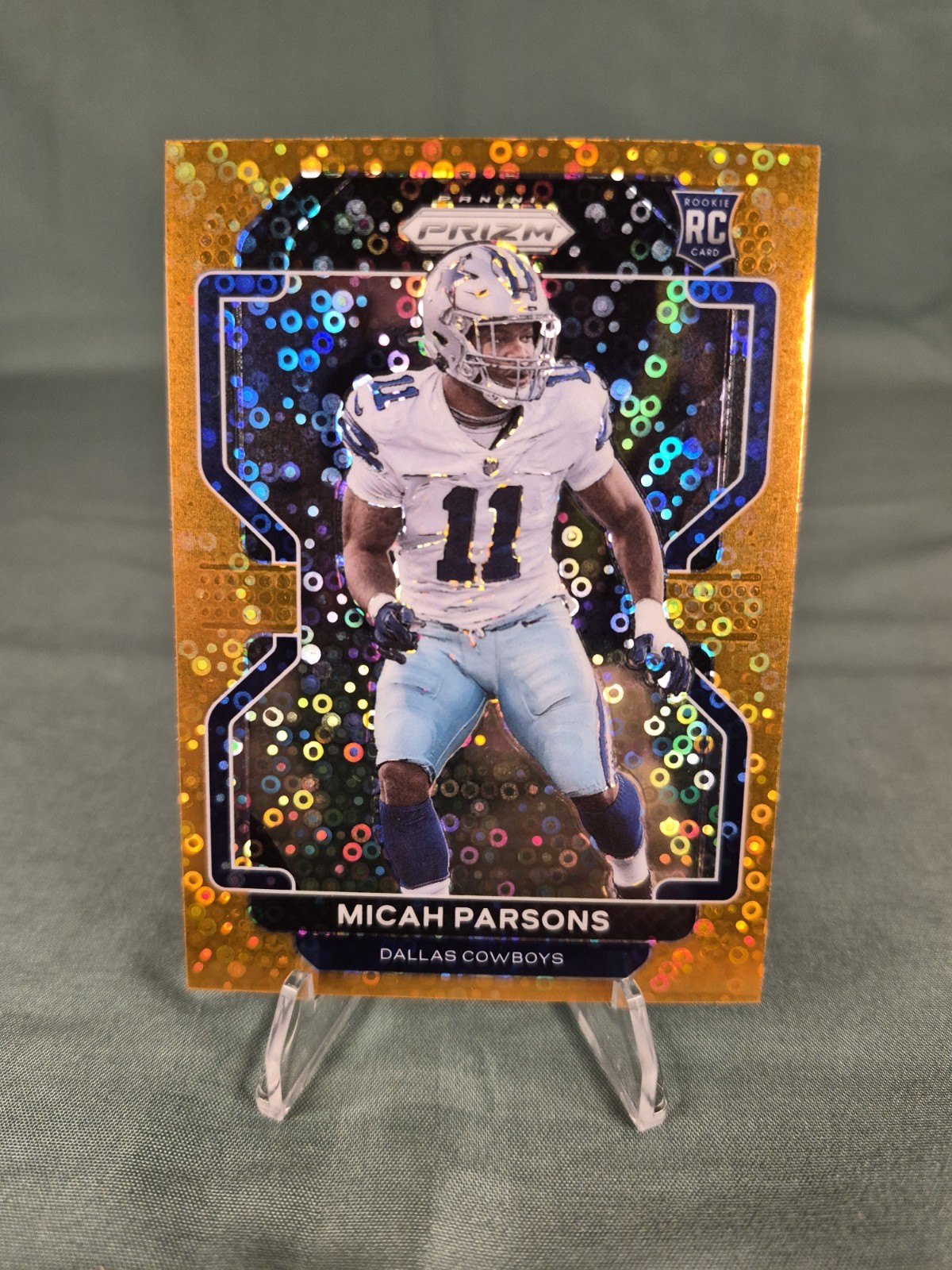 2021 Panini Prizm Micah Parsons Dallas Cowboys Orange Disco Prizm Rookie #382