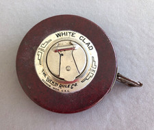 Vintage Lufkin White Clad 50 Ft Steel Tape Measure HW223 Maroon Made in USA