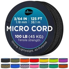 Micro Paracord     Black     1.18 Mm X 125 Ft     Micro Utility Cord     Thin...