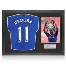 Didier Drogba Signed Original Chelsea 2010-11 Football Shirt. Icon Frame