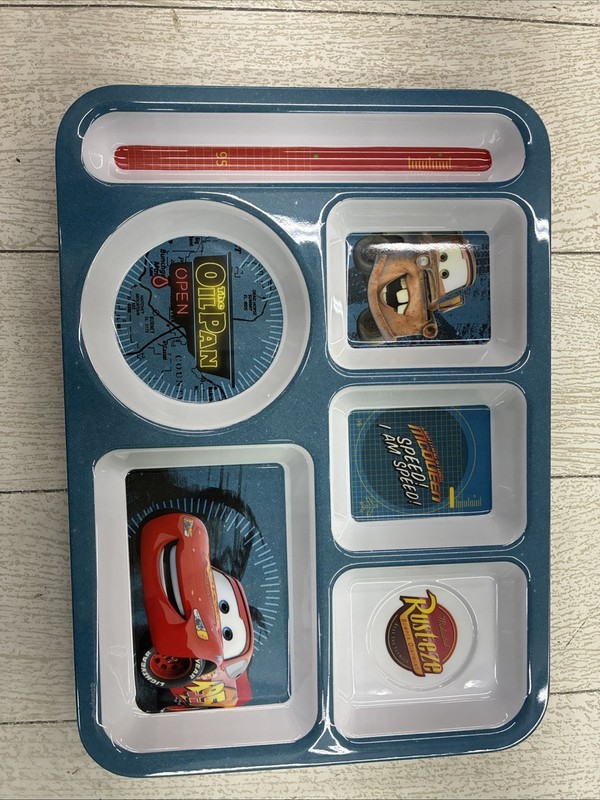 2 Disney Pixar Cars Divided Lunch Trays Rusteze, Lightening McQueen JCPenney EUC