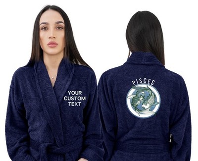 Sternzeichen Kollektion Bademantel - Vordertext & Rückseite Logostickerei, Unisex