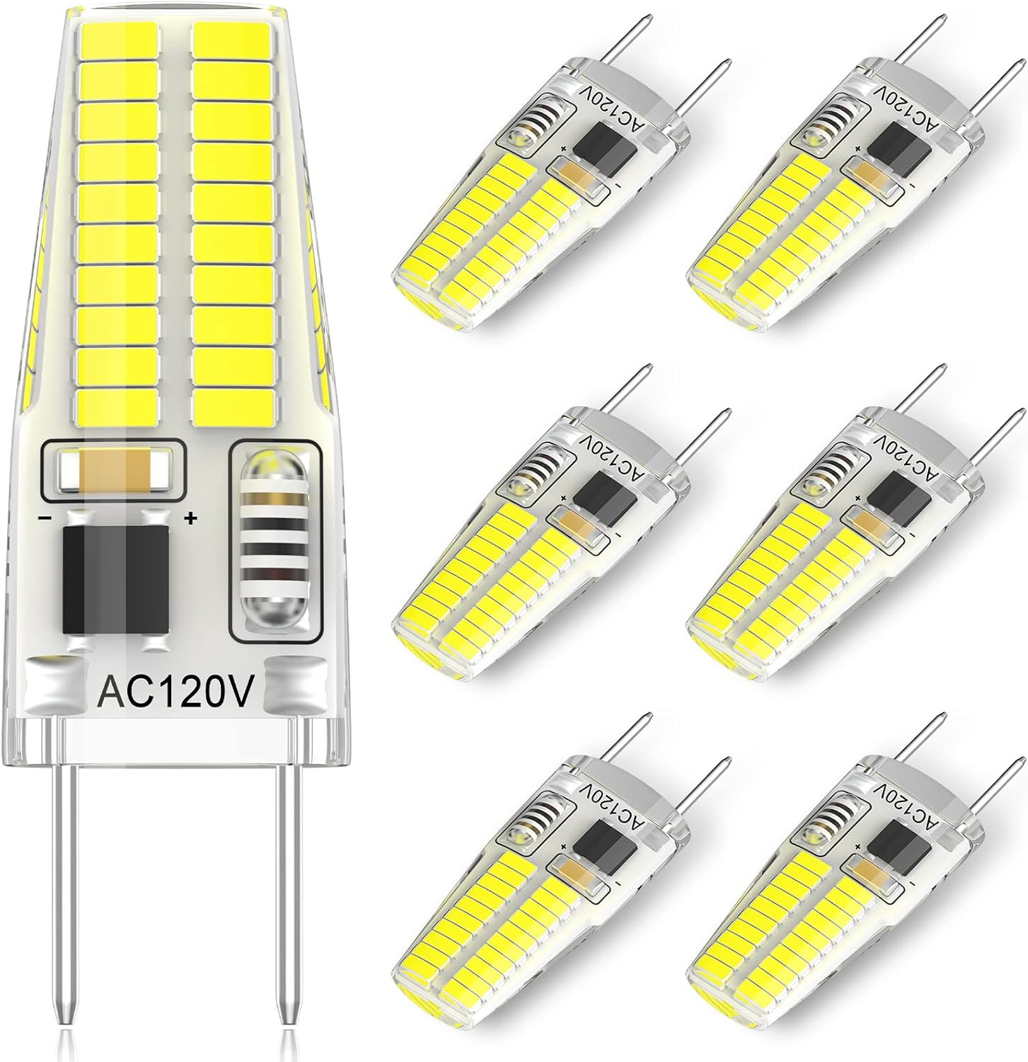 G8 LED Bulb Dimmable 3W T4 JCD Type Bi-Pin Base Daylight White 6000K 120V 20-25W