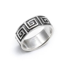 Silverly Sterling Silver Ring 925 Classic Greek Key Cut-Out Grecian Fret Band