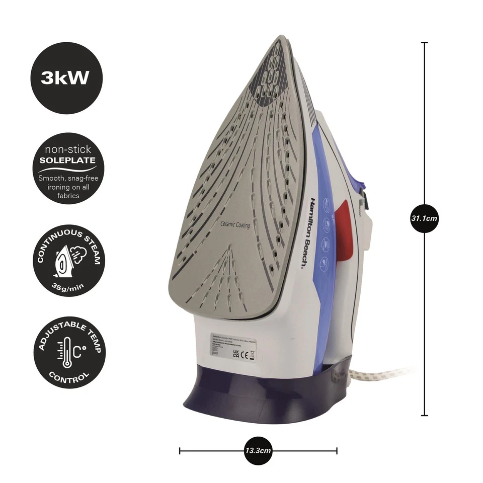 Steam Iron, 3000W, Pro SteamMax Collection by Hamilton Beach, HB608WB - Image 2 of 4