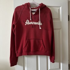 vintage ABERCROMBIE FITCH HOODIE SWEATSHIRT PULLOVER Women s XL Y2K 2000s RED