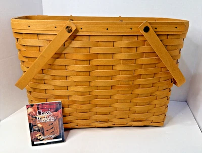 VINTAGE ~ Longaberger "Magazine Basket" with 2 Swinging Handles, Classic Stain - Image 1 of 4