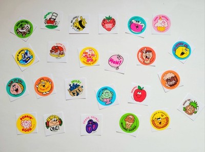 Lot of 24, Trend Retro 80 s Scratch n' Sniff Stinky Stickers, 1 of Each Sticker 