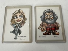 Harry Potter ** TRADING CARD ART SIGNED by RAK ** Hermione , Hagrid COMICS NM