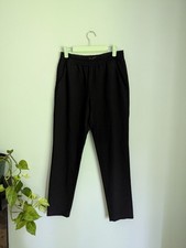 THEORY Women's 00 Black Pull-on Elasticized Waist Wool Blend Pants W/Pockets