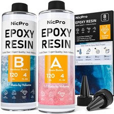 Nicpro 8oz Crystal Clear Food Safe Epoxy Resin Kit for Art, Jewelry, Crafts