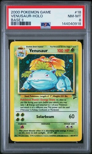 2000 POKEMON BASE SET 2 #18 VENUSAUR-HOLO PSA 8