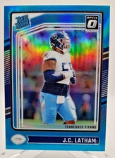 2024 Panini Donruss Optic JC Latham #234 Rated Rookie RC Aqua Prizm /299 Titans