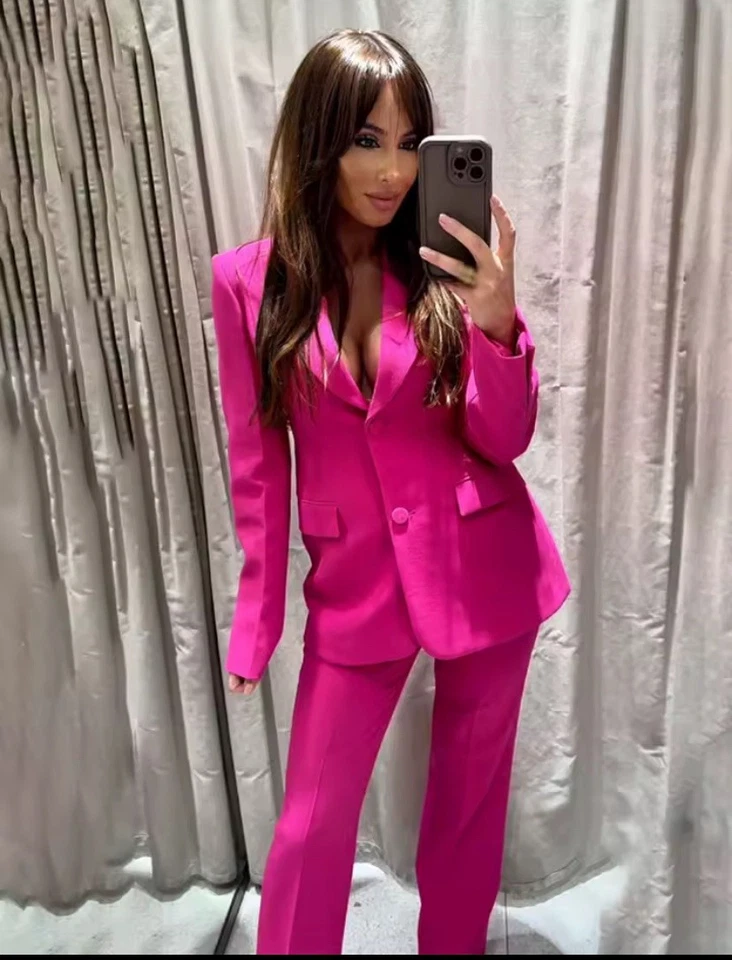 ZARA PINK FUCSIA ZW COLLECTION FITTED BLAZER Size M 2676/797 - Image 4 of 4