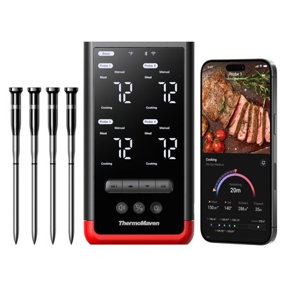 ThermoMaven Bluetooth Funk Fleischthermometer - 4 Sonden IPX8 Wasserdicht 6
