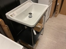 Saneux Volato Matt Black 60cm Washstand, Matching Basin, WALL mounted mixer