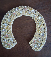 H M Women s Ivory Satin Detachable Beaded Collar with Pearl Embellishment