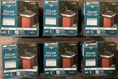 6 Pack of Veranda 1002 964 064 Bronze Integrated LED Durable Solar Post Caps 4X4