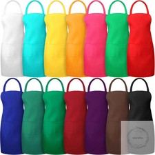 14 Pcs Plain Bib Aprons Bulk with 2 Pockets Adult Mixed Color Commercial Cooking