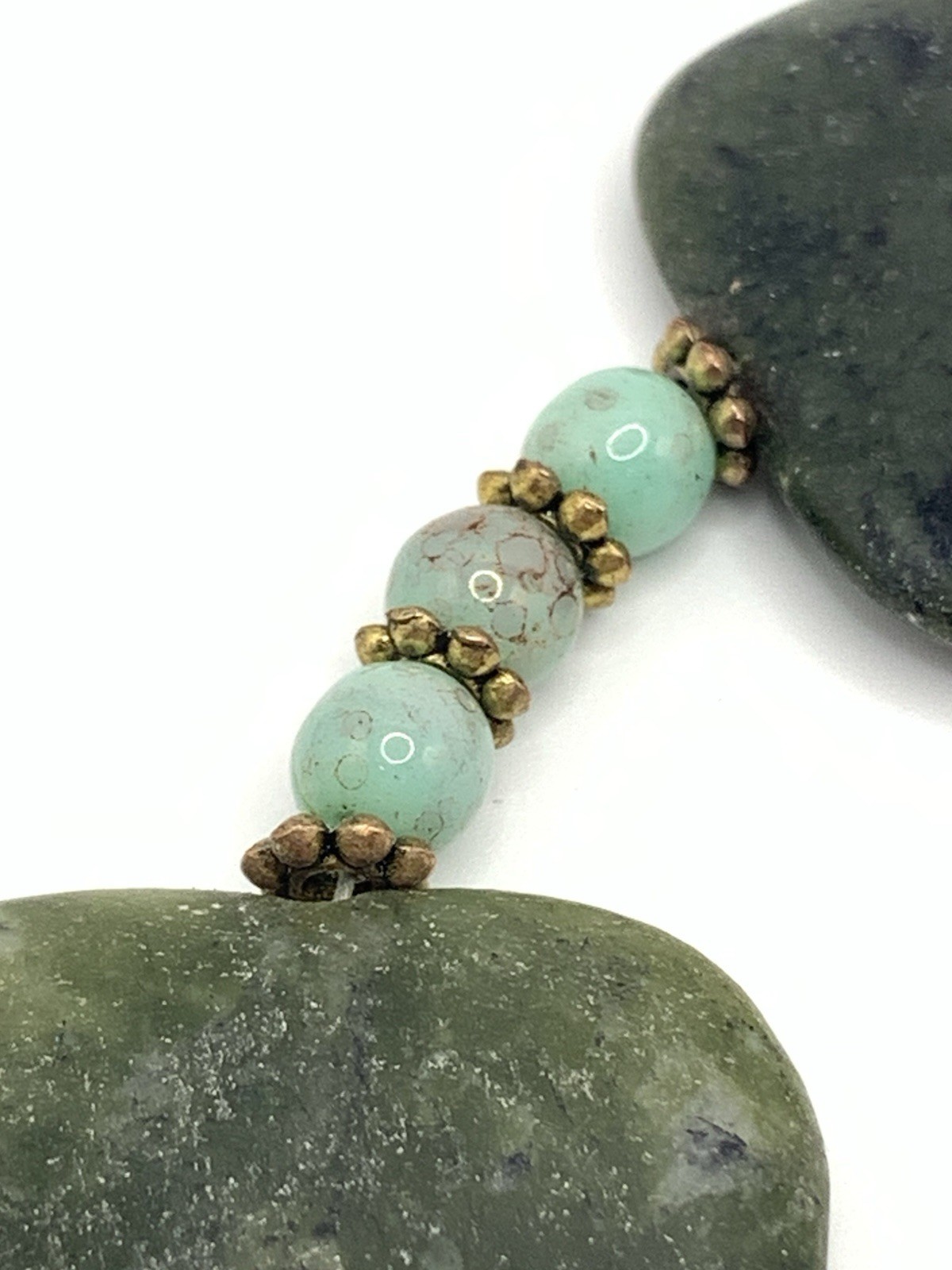 Nephrite Gemstone Square Beaded Statement Necklac… - image 10