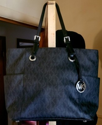 Michael Kors Jet Set Large Logo Tote Bag Signature On Exterior And Interior