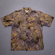 Tori Richard Hawaiian Shirt Mens Large Cotton Lawn Palm Leaf Floral Button Up