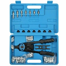 Handnietwerkzeug-Set mit 7 metrischen Bohrfutter 33 cm lang blau