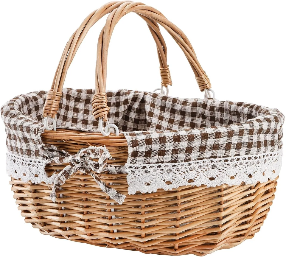 Elegant Handmade Wicker Picnic Basket with Double Handles for Outdoor Gatherings - Image 3 of 4