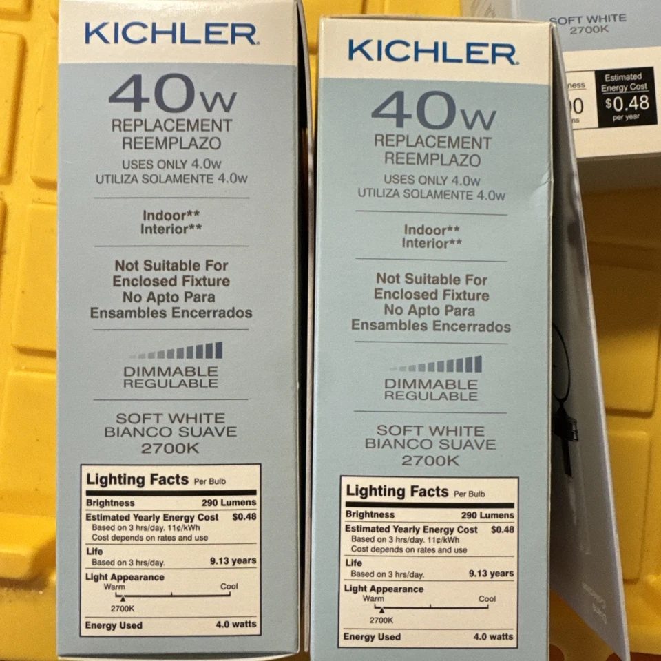 5 KICHLER Soft White Light Bulbs G16.5 Medium Base 40 Watt LED Vintage - Image 3 of 3