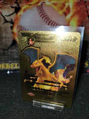 Pokemon Charizard V Evolution 508HP Gold Foil Fan Art Card 