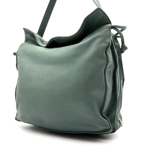 LOEWE Flamenco Shoulder Bag Green Nappa Leather Unisex Dust Bag Authentic
