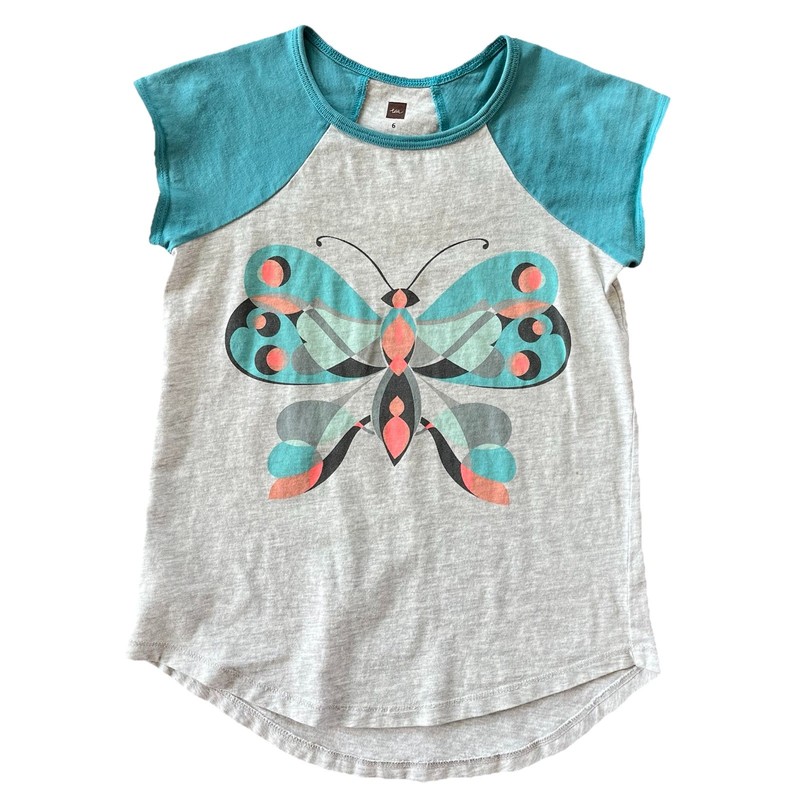 Tea Collection Girls’ Size 6 Butterfly Graphic Tee￼