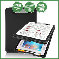 PLASTIC CLIPBOARD WITH STORAGE Heavy Duty Low Profile Clip Case Letter Size