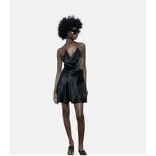 Zara Satin Effect Mini Dress - Womens Medium