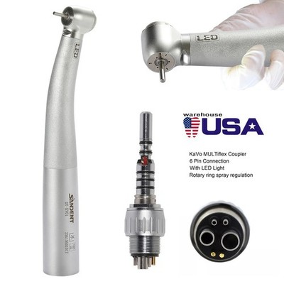SANDENT Dental Fiber Optic Handpiece w/ 6 Pin Coupler 360° Swivel Fit for KAV
