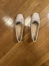 Top Moda Pongo Nude Patent Round Toe Ballet Flats Sz 8 Rhinestone Detail Comofrt