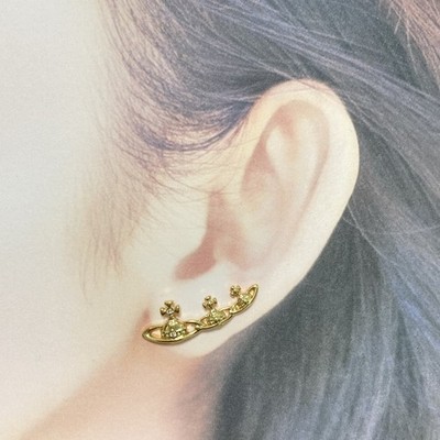 Vivienne Westwood Earrings Candy Triple Orb Gold 2.3cm w/Pouch NO